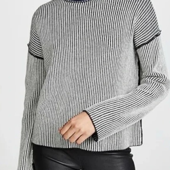 Theory 100% Cashmere Striped Turtleneck - Picture 2 of 6